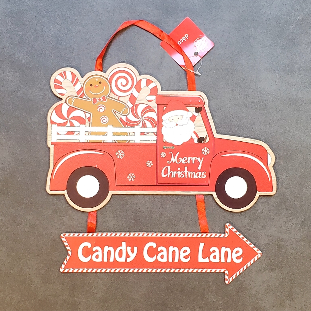 New Santa's Workshop Candy Cane Lane Sign